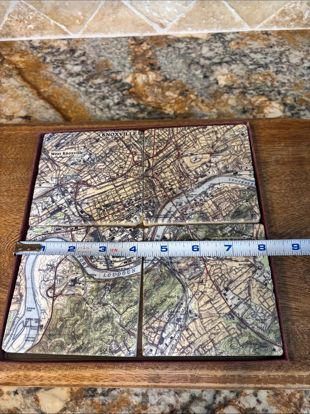 Knoxville Map Coaster Set - Vintage City Map Design - Set of 4